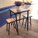 Ver imagem 2 de Conjunto de Mesa e 2 Bancos Quadrado Preto para Sacada Pequena