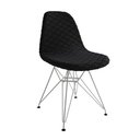 Ver imagem 2 de Kit 3 Cadeiras Jantar Eames Eiffel Estofadas Preto Base Ferro Branco