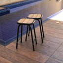 Ver imagem 4 de Kit 2 Banquinhos de Aço e Madeira Preto Altura 46cm