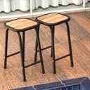 Ver imagem 2 de Kit 2 Banquinhos de Aço e Madeira Preto Altura 46cm