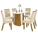 Ver imagem 2 de Mesa de Jantar 6 Lugares Katy Nature/off Whitte/linho - Pnr Móveis