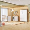 Ver imagem 1 de Kit Berço Mini Cama Baby , Guarda Roupa 3 Portas 2 Gavetas e Cômoda Sapateira Infantil 1 Porta e 4 G