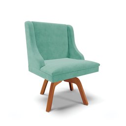 Kit 08 Cadeiras de Jantar Liz Suede Azul Turquesa Base Giratória de Madeira MM35 - D'Rossi - 3