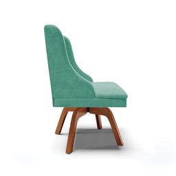 Kit 08 Cadeiras de Jantar Liz Suede Azul Turquesa Base Giratória de Madeira MM35 - D'Rossi - 5