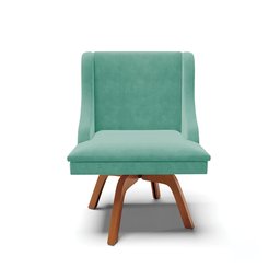 Kit 08 Cadeiras de Jantar Liz Suede Azul Turquesa Base Giratória de Madeira MM35 - D'Rossi - 4