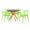Ver imagem 1 de Conjunto Mesa de Jantar Redonda Marci Premium Natural 100cm com 4 Cadeiras Allegra - Verde