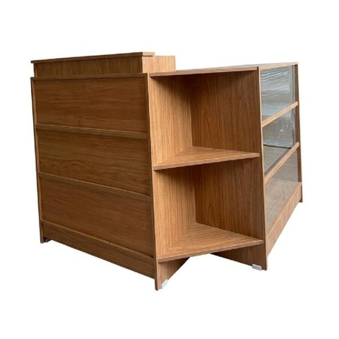 Balcão Caixa + Vitrine Lojas e Comércios em Geral 100% Mdf Amadeirado - Suprema Móveis