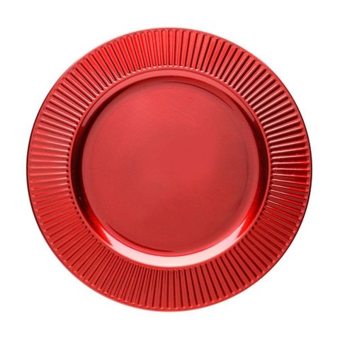Sousplat Redondo Primer 33cm Plástico Vermelho 33cm Lyor