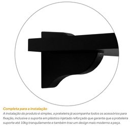 Kit Jogo 3 Prateleiras de Livro de Parede MDP Preto 60 x 15 - 4
