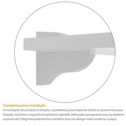 Kit Jogo 4 Prateleiras De Livro De Parede MDP Branco 60 X 15 - 4