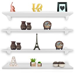 Kit Jogo 4 Prateleiras de Livro de Parede Mdp Branco 60 X 15 - 1