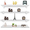 Ver imagem 1 de Kit Jogo 4 Prateleiras de Livro de Parede Mdp Branco 60 X 15