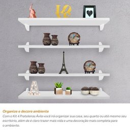 Kit Jogo 4 Prateleiras de Livro de Parede Mdp Branco 60 X 15 - 2