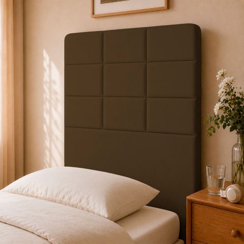 Cabeceira Estofada para Cama Box Solteiro 90 cm Florem Suede Marrom