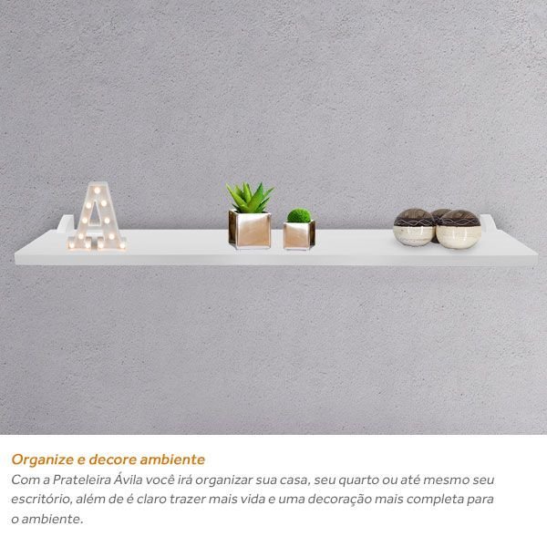 Kit 3 Prateleiras de Parede Organizadora Decoração Ávila MDP 40 50 60 x 15  Branco