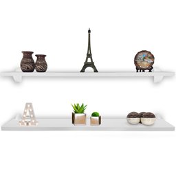 Kit Jogo 2 Prateleiras De Livro De Parede MDP Branco 60 X 15 - 1