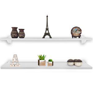 Kit Jogo 2 Prateleiras De Livro De Parede MDP Branco 60 X 15