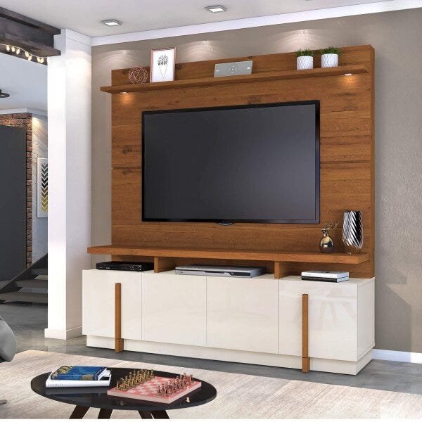 Estante Home para TV até 65 Polegadas com LED e 4 Portas Bari Dj Móveis - 1