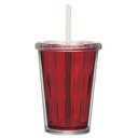 Ver imagem 1 de Jogo de Copos 02 Casal Duplo Multiuso 670ml com Tampa Canudo Cor:vermelho
