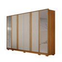 Ver imagem 1 de Guarda Roupa Ares 6 Portas de Bater 6 Gavetas MDF com Espelho Cinamomo - Off White Leifer Móveis