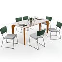 Ver imagem 1 de Mesa Capri 160cm Off White E 6 Cadeiras Allana B05 Facto Verde Musgo Linho Cinza - Lyam Decor