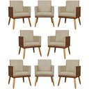 Ver imagem 1 de Kit 8 Poltronas Decorativas Modernas para Recepção Lis Corino Pé 30 Cm - Nude Suede Corino