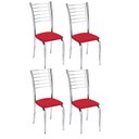 Ver imagem 1 de Kit 4 cadeiras Lara cromada para cozinha-Corino Vermelho-Gat Magazine