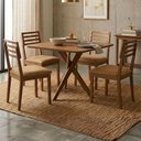 Ver imagem 2 de Mesa de Jantar Cacau com 4 Cadeiras Estofadas Juparana Corino Kaki Ornar
