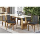 Ver imagem 1 de Conjunto Mesa Mila Premium Madeira Maciça C/ Tampo Madeirado C/ Vidro 180x90cm e 6 Cadeiras Lara