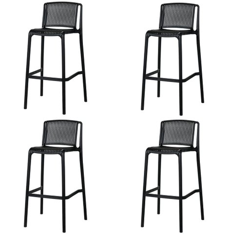Kit 4 Banquetas Floripa Fratini 100 Cm (altura) em Polipropileno Cor Preto
