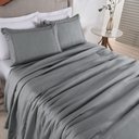 Ver imagem 2 de Colcha Queen Home Paris com Bordado Inglês Micropercal 300 Fios Toque de Algodão 3 Peças - Chumbo -