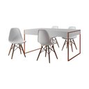 Ver imagem 6 de Mesa Jantar Industrial Retangular Branca 137X90Cm Base Cobre Com 4 Cadeiras Brancas Cor: Branco