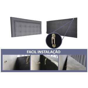 Cabeceira Cama Casal Módena V2h4 Diamond Corano Cinza 60 Rbl - 3