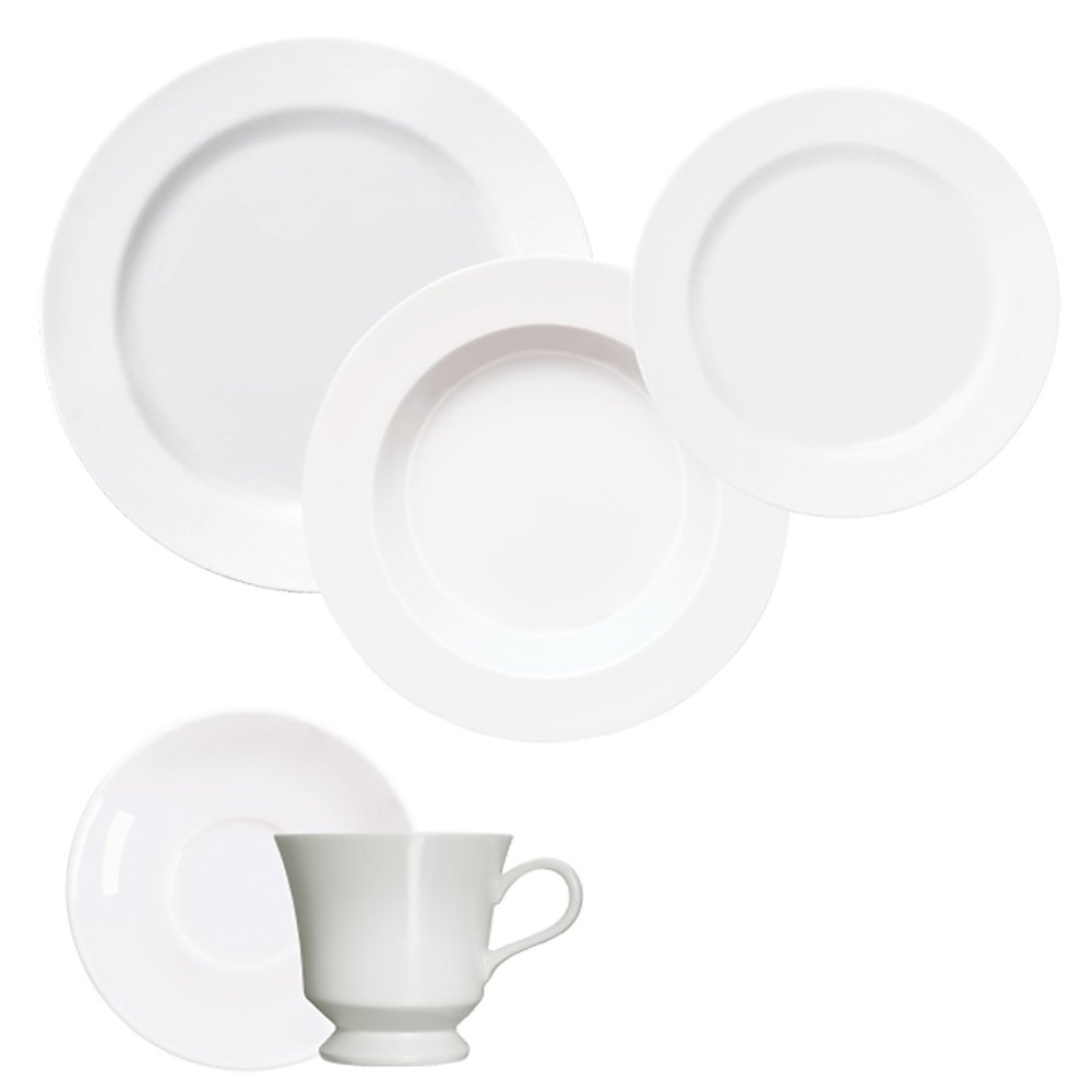 Jogo de Jantar e Chá Porcelana 30 Peças com Pratos Rasos e Fundos Capri Germer - 1