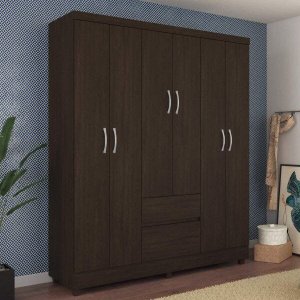 Guarda Roupa Casal 6 Portas Flash Ll 62920 Ébano Touch Demóbile