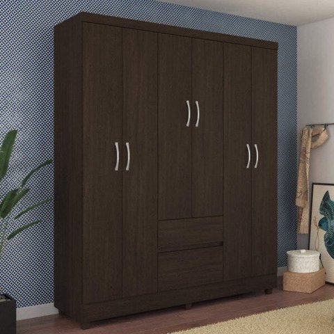 Guarda Roupa Casal 6 Portas Flash Ll 62920 Ébano Touch Demóbile