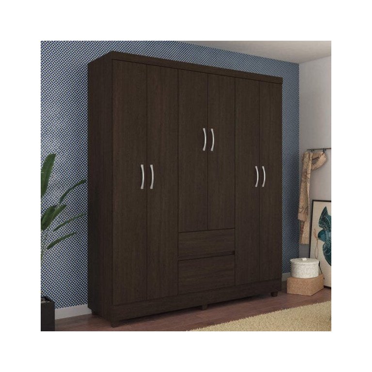 Guarda Roupa Casal 6 Portas Flash Ll 62920 Ébano Touch Demóbile