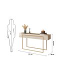 Ver imagem 2 de Conjunto de Aparador e Mesa de Centro Kika Tampo Espelhado Pés Metálicos Moderno Off White DJ Móveis