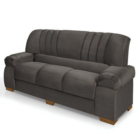 Sofá Estofado 3 Lugares - Diamante:Cinza Suede VA19