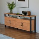 Ver imagem 1 de Balcão Sala 180cm 4 Portas 100% Mdf Dalla Costa Casa Lar Cor:freijó com Preto Fosco
