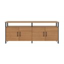 Ver imagem 2 de Balcão Sala 180cm 4 Portas 100% Mdf Dalla Costa Casa Lar Cor:freijó com Preto Fosco