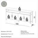 Ver imagem 3 de Balcão Sala 180cm 4 Portas 100% Mdf Dalla Costa Casa Lar Cor:freijó com Preto Fosco