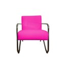 Ver imagem 2 de Kit 2 Poltronas Decorativa Bela Couro Rosa Pink Braço Cromado Mz Decor