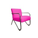 Ver imagem 3 de Kit 2 Poltronas Decorativa Bela Couro Rosa Pink Braço Cromado Mz Decor