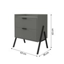 Ver imagem 4 de Kit 2 Mesas de Cabeceiras Retrô com 2 Gavetas Asher 63cm - Cinza