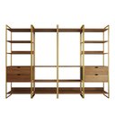 Ver imagem 3 de Guarda Roupa Aberto Industrial Casal Modulado Completo Amêndoa Cabideiro com Gavetas Base Dourada