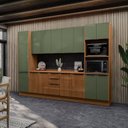 Ver imagem 1 de Cozinha Compacta Modulada 6 Peças com Torre Quente e Paneleiro Vibra Marrom/Canela/Verde Pistache Su