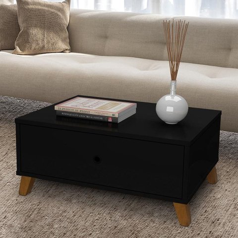 Mesa de Centro 1 Gaveta Retro Preto Camboja