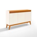 Ver imagem 5 de Buffet Aparador Ripado com 3 Portas Monaco 136cm - Off White e Cedro