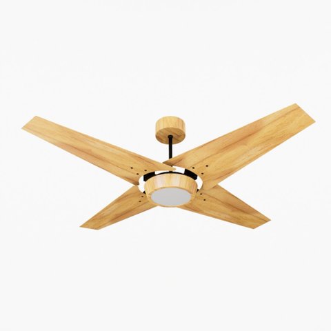 Ventilador de Teto Natuvent Callis Led 4 Pás Madeira Teca 3000k Branco Quente, Luz Amarela 220v